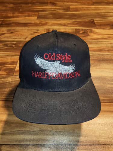 Vintage RARE Harley Davidson Old Style Beer 90th Anniversary Promo Hat Snapback