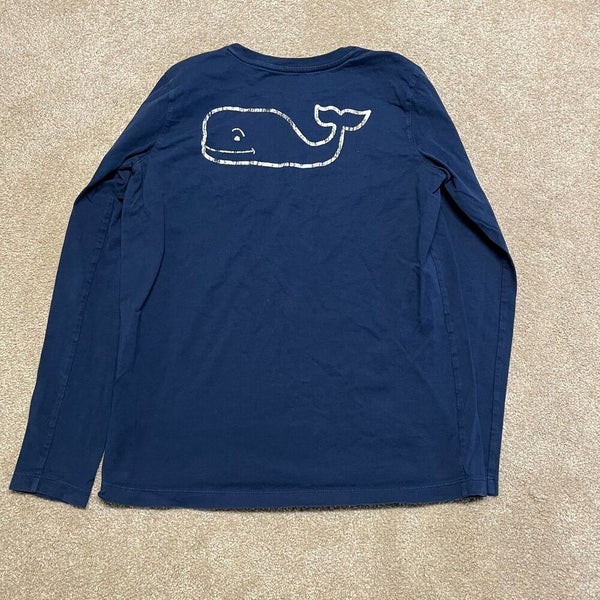 Vineyard Vines Shirt Boys Large Kids Blue Whale Long Sleeve Cape Cod Beach  Ocean