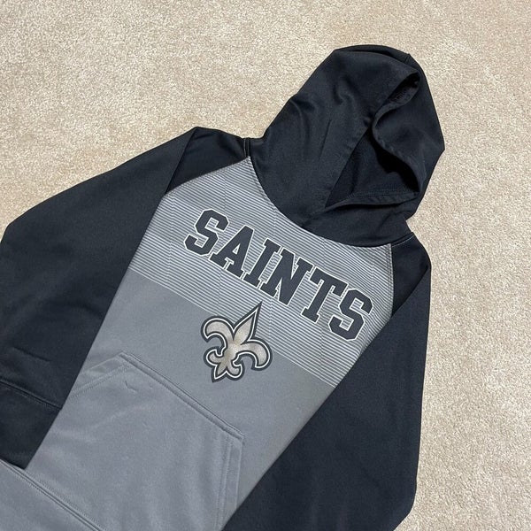 New Orleans Saints Sweatshirt Boys Medium Gray Hood NFL Football Pullover  USA