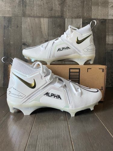 Nike Alpha Menace Pro 3 Football Cleats White Black CT6649-105 Men Size 9