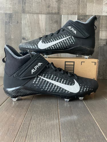 Nike Alpha Menace Pro 2 Football Cleats Black White Men's Size 13