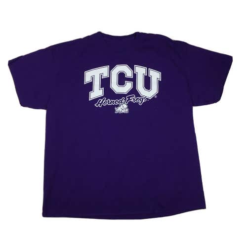 Y2K Texas Christian University TCU Horned Frogs Purple Graphic T-Shirt (XXL)