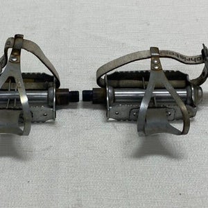 Vintage 1980s Ratrap Steel Pedals with Christophe Cages & Leather Straps LOOK