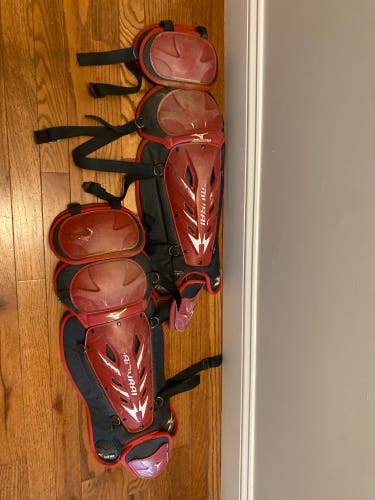 Red Mizuno Samurai Catcher's Leg Guards