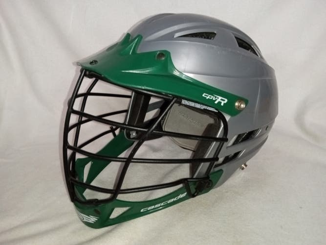 Cascade CPV-R Lacrosse Helmet Silver / Green Facemask & Chin Shield SMALL / MED