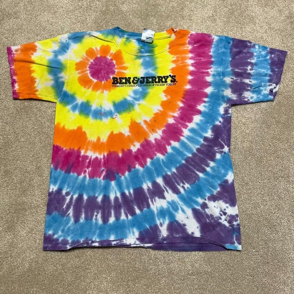 Ben and Jerrys Ice Cream T Shirt Boys Large Kids Youth Tie Dye Vermont Rainbow