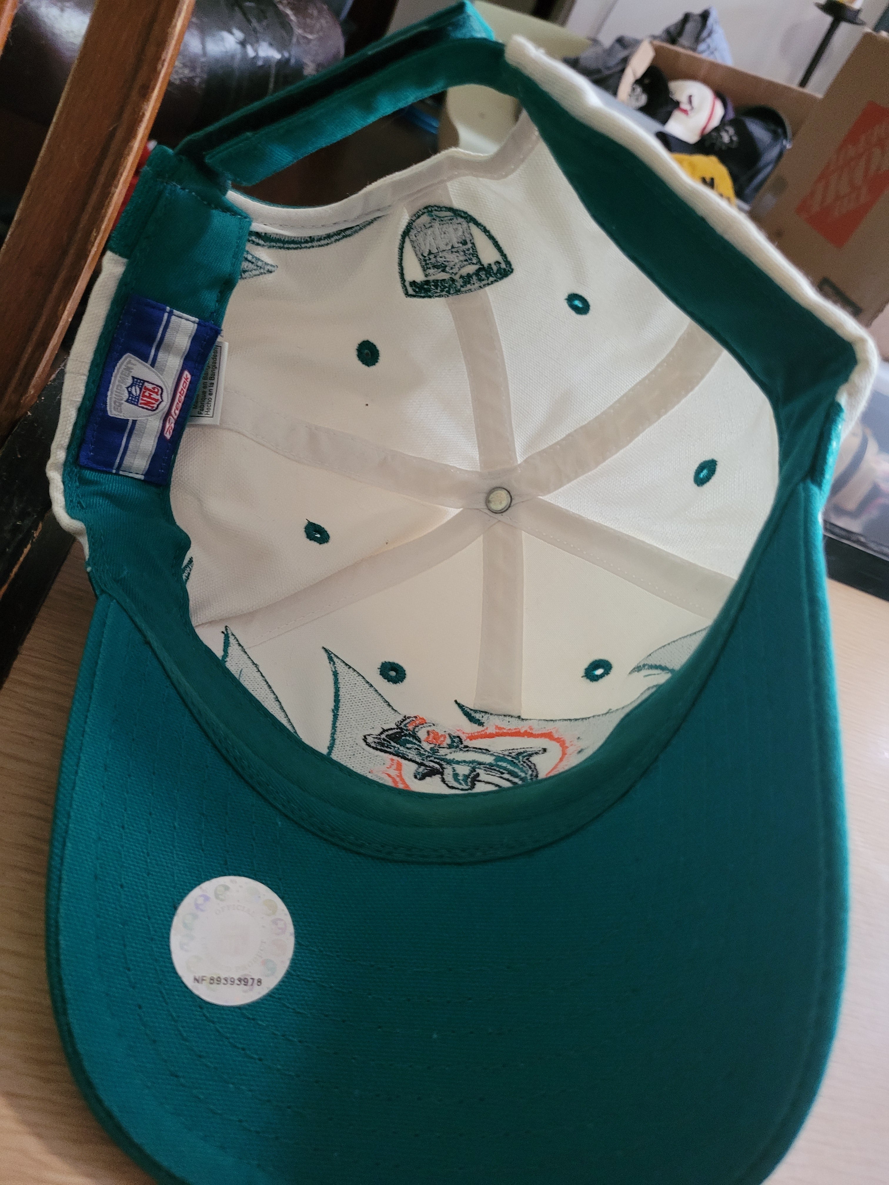 Miami Dolphins Hat Cap Strap Back White Black Reebok NFL Football