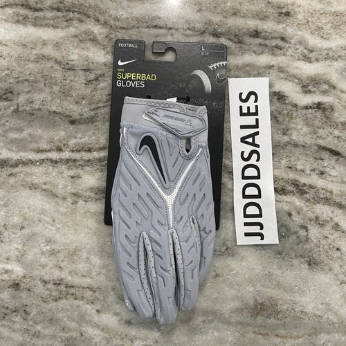 Nike Superbad 6.0 Magnigrip Padded Football Gloves Gray Size Large DM0053-088 NWT