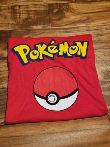 2000s Pokemon Ball Nintendo Red Video Game Cards Promo T Shirt Size Large