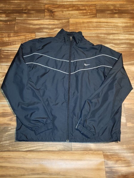 Nike 2000s Windbreaker Black Zip Up Sports Jacket Size Large