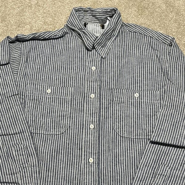 Eddie Bauer Button Down Shirt Medium Adult Vintage 90s Stripe Collared USA Retro