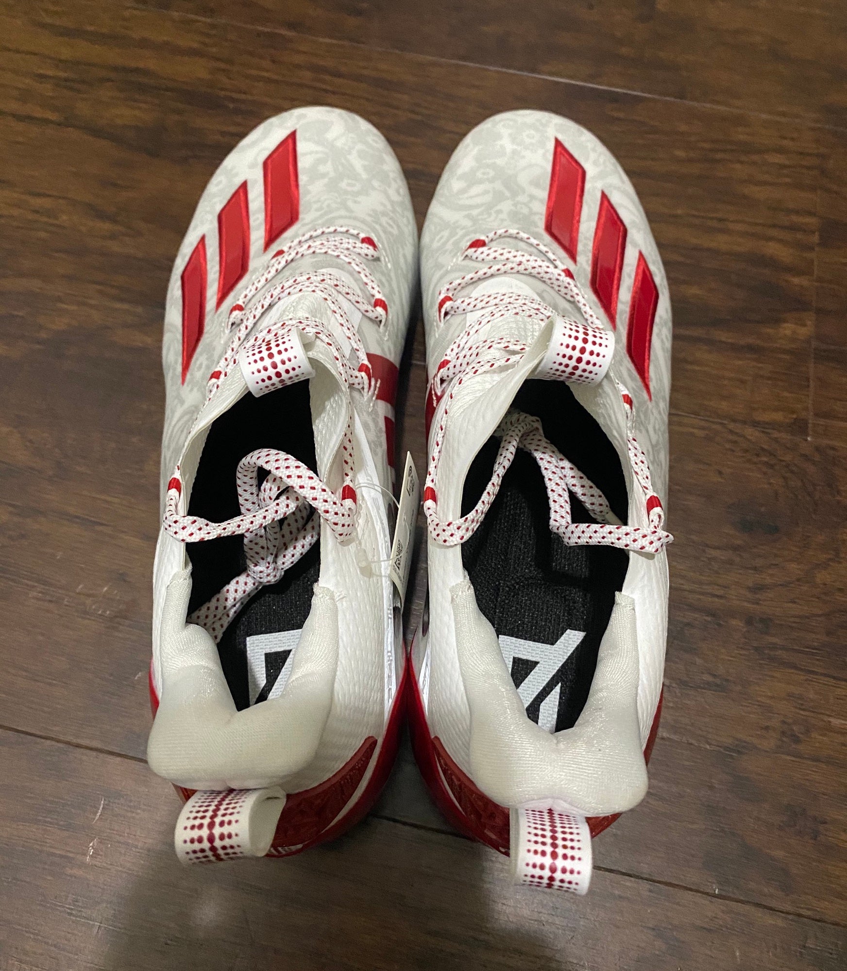 ADIZERO YOUNG KINGホワイト・チームパワーレッド Adidas Adizero Young King Football Cleats sz 11 Red White