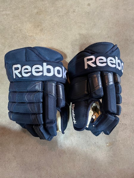 Reebok 852 Pro Stock Gloves, navy blue, used, sz 14".