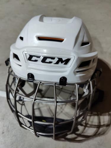 CCM Tacks 710 White Hockey Helmet with Cage