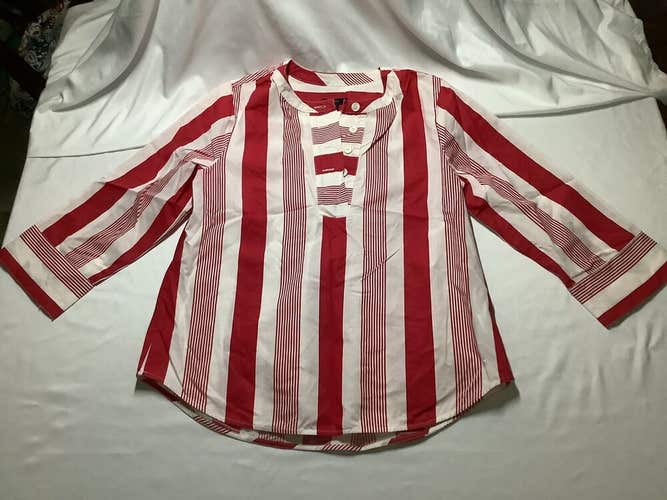 J Crew Ladies Pullover Button Shirt Red Stripe Size XS Exc Cond Box B