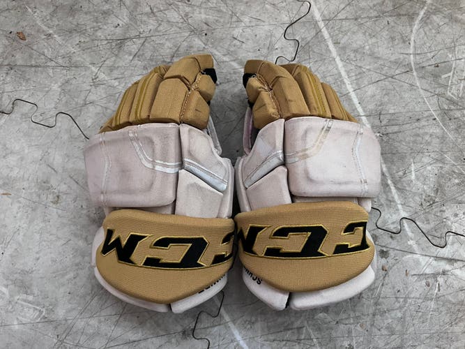 Used Nate Schmidt CCM Pro - Vegas Golden Knights away Gloves Pro Stock Size 14