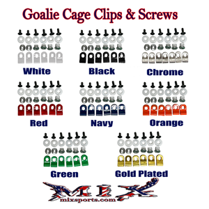 Mix Hockey Goalie Mask Cage Powder Coated Clips and Screws kits - 8 colors available