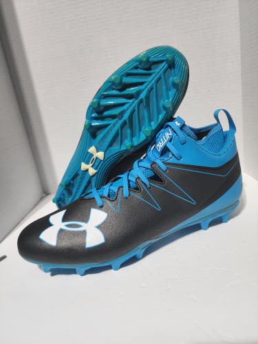 New Men's Under Armour Nitro Mid MC Football Cleats Size 12.5 E Teal Black Wide