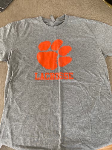 Clemson Lacrosse Gray Short Sleeve Fanwear Shirt - Large