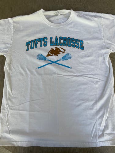 Tufts Lacrosse White Short Sleeve Fanwear Shirt - Large