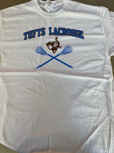 Tufts Lacrosse White Short Sleeve Fanwear Shirt - Large