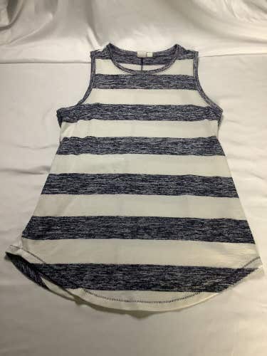 GAP LADIES T SHIRT TANK TOP BLUE WHITE HORIZONTAL BARS STRETCHY SIZE S BOX B