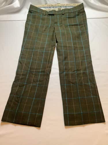 Abercrombie & Fitch Womens Wool Dress Pants Size 0 Plaid Brown Wool Box B