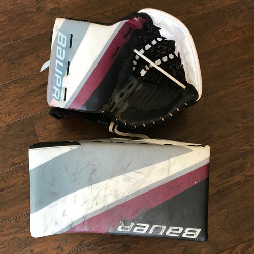 Pro Stock Bauer Hyperlite/Ultrasonic Goalie Glove & Blocker Set