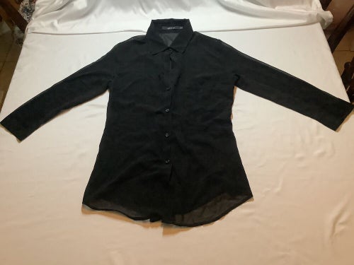 Ark & Co. Womens Size S Black Sheer button blouse shirt  Long Sleeve Box B