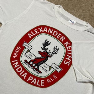 Pale Ale Beer T Shirt Men Large Adult White Alexander Keiths IPA Vintage 90s Bar