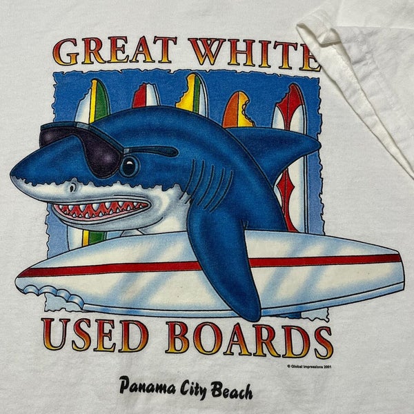 Great White Shark Surf T Shirt Men Large Shop Panama City California Beach USA