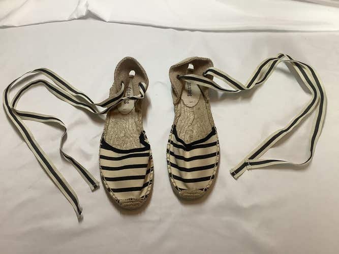 Soludos Striped Espadrille Sandals Lace Up Size 7 Worn Once BLACK&OFF Box B