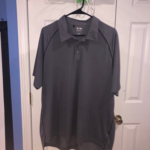 Adidas climalite golf shirt large gray