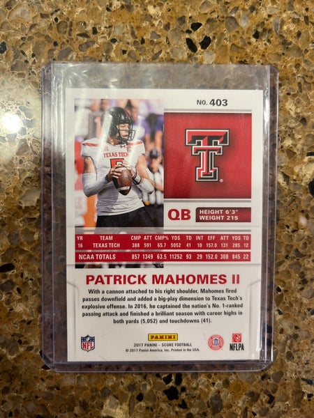 PATRICK MAHOMES II Texas Tech NCAA COLLEGE FOOTBALL CARD Pat Prizm