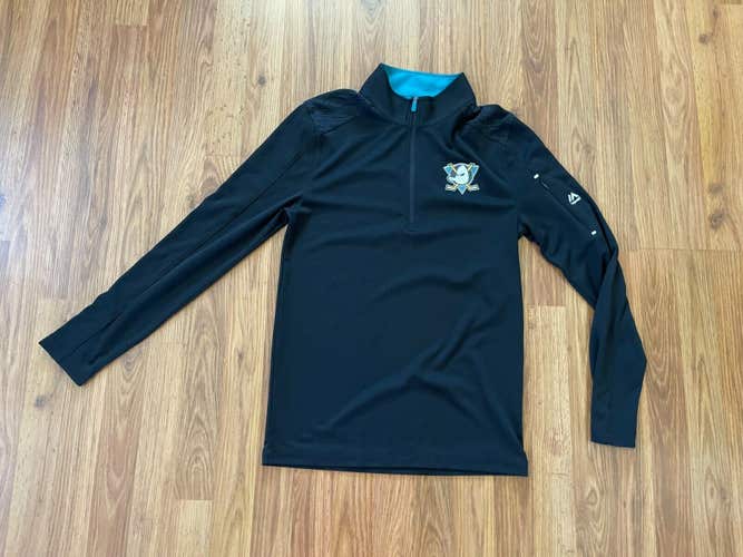 Anaheim Ducks NHL HOCKEY SUPER AWESOME 1/4 Zip Size Small Mid Layer Sweatshirt!