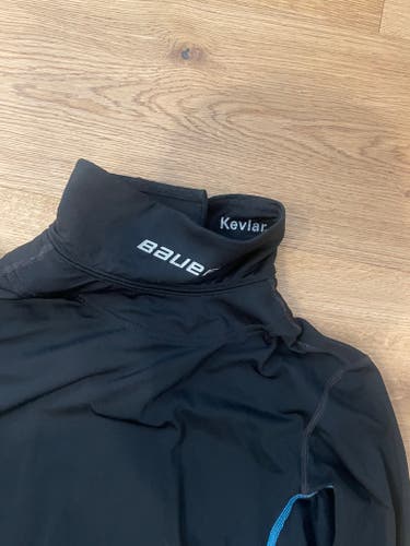 Bauer Compression Shirt with Kevlar Neck Protector - Youth Large - STEAM SANITIZED - Used