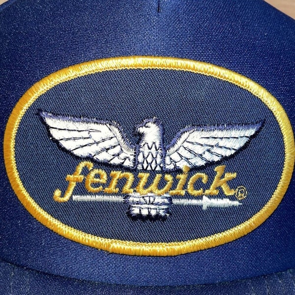 Vintage Fenwick Fly Fishing Rod Bass Bird Patch Logo Trucker Mesh Blue Hat  Rare
