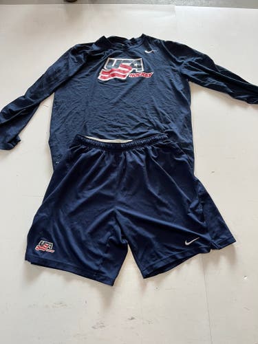 USA XL Nike long sleeve shirt and shorts