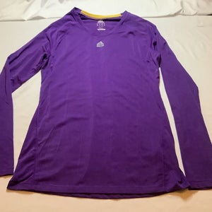 Adidas Purple V Neck Climalite Tech A fit Tee Shirt Long Sleeve Women’s M Box K