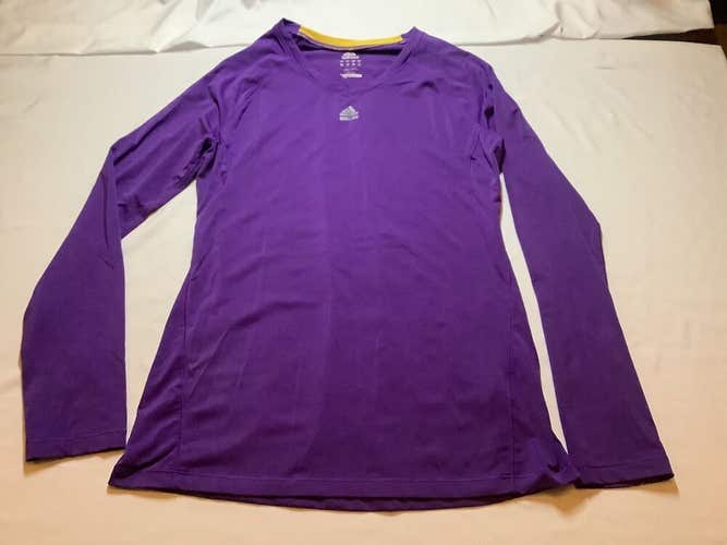 Adidas Purple V Neck Climalite Tech A fit Tee Shirt Long Sleeve Women’s M Box K