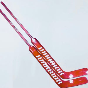 New 2 Pack Custom Red/Silver Warrior Ritual V2 Pro+ Goalie Hockey Sticks-28.5" Paddle & Shaft