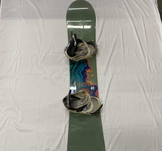 Used Burton Frontier 158 Cm Mens Snowboard Combo