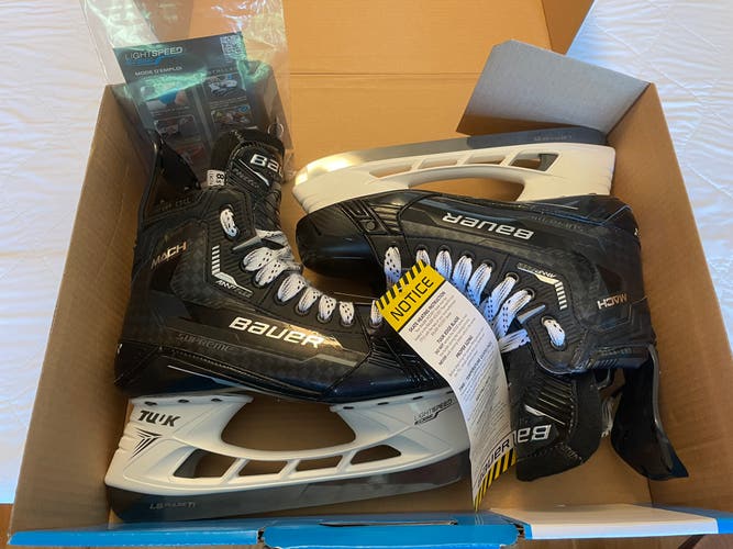 New Bauer Supreme Mach Skate Size 8.5 Fit 2 With Steel Runners