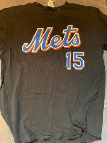 New York Mets #15 Carlos Beltran Black Used Large Majestic Shirt