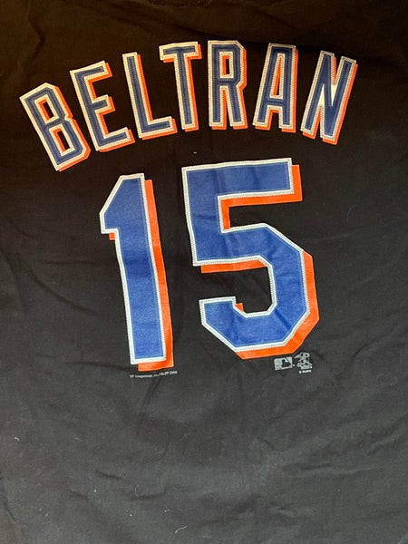 New York Mets #15 Carlos Beltran Black used Large Majestic Shirt