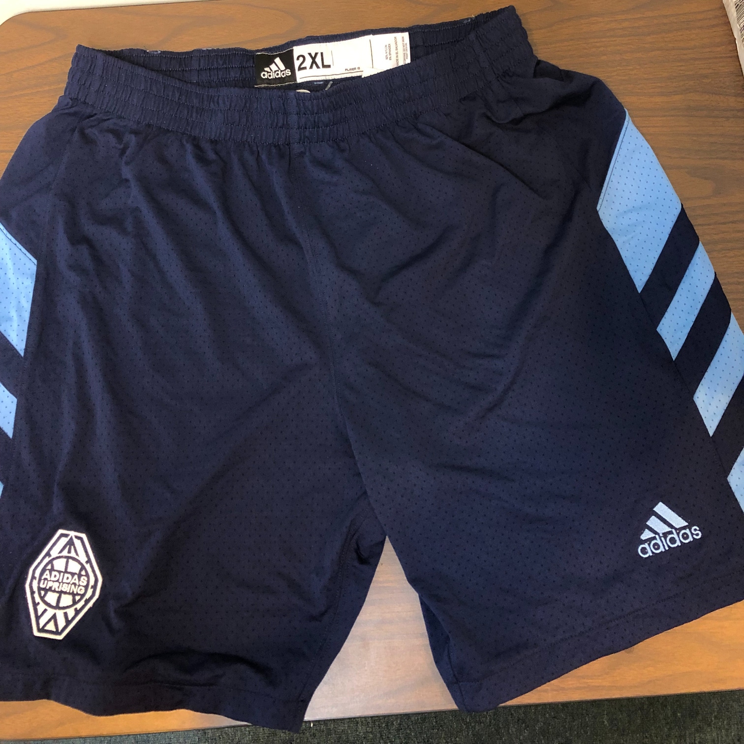 New XXL Adidas Navy Blue Basketball Shorts "The Rising"