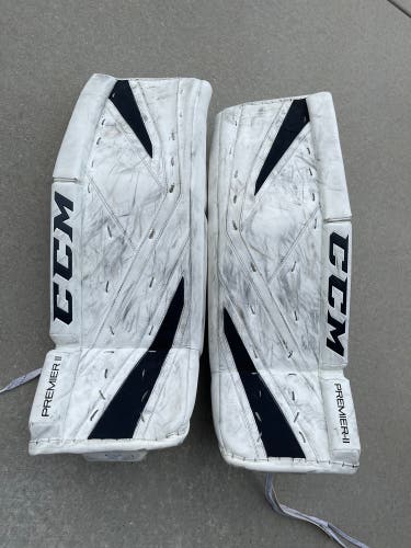 CCM white Senior size Premier II 33+1 goalie pads