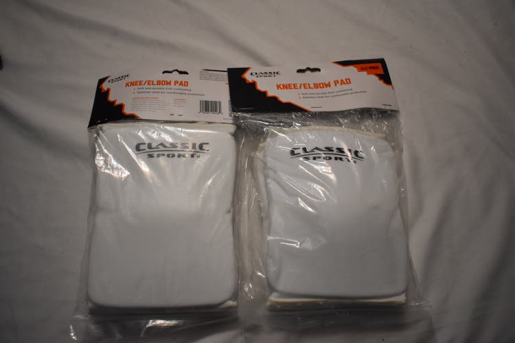 Classic Sport Knee/Elbow Pads, White, Med/Large