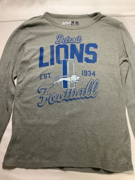 JUNK FOOD DETROIT LIONS NFL KNIT LONG SLEEVE SHIRT LADIES S GREY BOX K