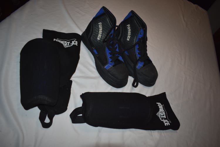 Forest Ice Broomball Hockey Gear, Shins / Shoes - Top Condition - Size 11